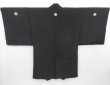 Photo3: 4213T03z640 Vintage Japanese Kimono Silk Men's HAORI Noh Black (3)