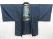 Photo3: 4213T04z500 Vintage Japanese Kimono Silk Men's OSHIMA HAORI Hawk Navy-Gray (3)