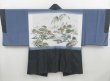 Photo4: 4213T08z500 Vintage Japanese Kimono Silk Men's OSHIMA HAORI Scenery (4)