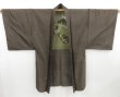 Photo2: 4213T09z430 Vintage Japanese Kimono Silk Men's OSHIMA HAORI Dragon Brown-Gray (2)