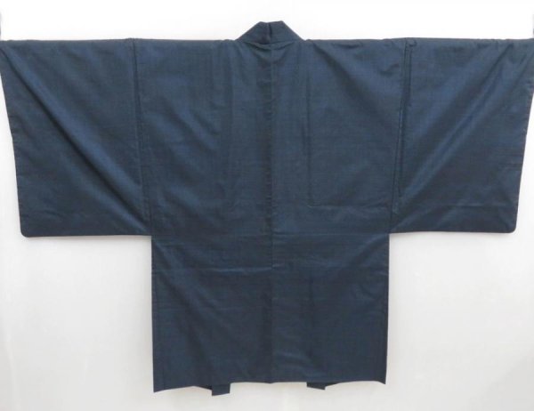 Photo1: 4213T10z500 Vintage Japanese Kimono Silk Men's OSHIMA HAORI Cloud Navy-Gray (1)