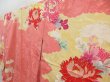 Photo2: 4214T13z820 Vintage Japanese Kimono Silk TSUKESAGE Peony Coral pink (2)