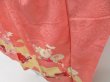 Photo4: 4214T13z820 Vintage Japanese Kimono Silk TSUKESAGE Peony Coral pink (4)