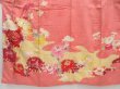 Photo5: 4214T13z820 Vintage Japanese Kimono Silk TSUKESAGE Peony Coral pink (5)