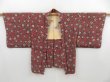 Photo2: 4215T04z480 Vintage Japanese Kimono Silk HAORI Flower Red-Pink (2)