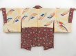 Photo5: 4215T04z480 Vintage Japanese Kimono Silk HAORI Flower Red-Pink (5)