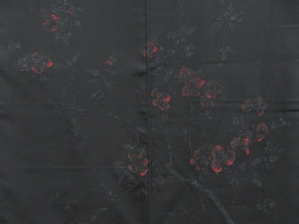 Photo1: 4215T06z520 Vintage Japanese Kimono Silk HAORI Tree Black (1)