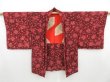 Photo1: 4215T08z440 Vintage Japanese Kimono Silk HAORI Flower Purple-Brown (1)