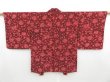 Photo3: 4215T08z440 Vintage Japanese Kimono Silk HAORI Flower Purple-Brown (3)