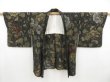 Photo6: 4215T10z720 Vintage Japanese Kimono Silk HAORI Flowers Black (6)