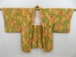 Photo5: 4217T08z580 Vintage Japanese Kimono Silk HAORI  Olive (5)