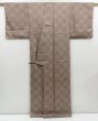 Photo8: 4217T12z860  Japanese Kimono Silk KOMON Ichimatsu Brown-Gray (8)