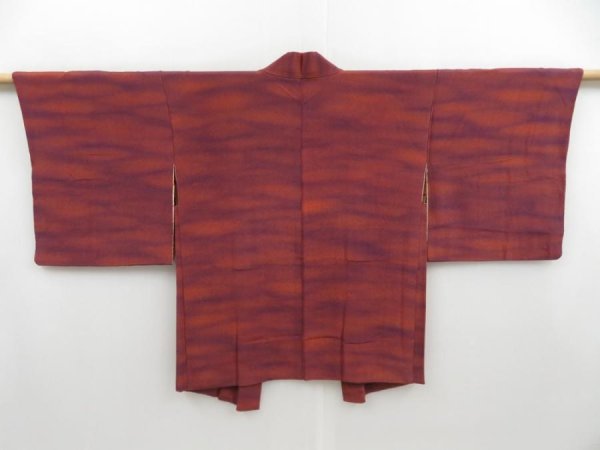 Photo1: 4220T02z660 Vintage Japanese Kimono Crepe Silk HAORI  Purple-Brown (1)