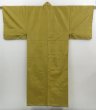 Photo1: 4220T04z620 Vintage Japanese Kimono Silk Men's   Sulfur yellow (1)