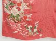 Photo6: 4220T08z430 Antique Japanese Kimono Silk TSUKESAGE Flower cart Coral pink (6)