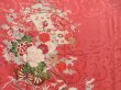 Photo8: 4220T08z430 Antique Japanese Kimono Silk TSUKESAGE Flower cart Coral pink (8)