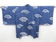 Photo1: 4220T10z450 Vintage Japanese Kimono Silk SHIBORI HAORI Wave Royal blue (1)