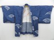 Photo5: 4220T10z450 Vintage Japanese Kimono Silk SHIBORI HAORI Wave Royal blue (5)