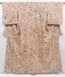 Photo1: 4220T11z900 Vintage Japanese Kimono Silk KOMON Flowers Champagne (1)