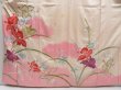 Photo5: 4224T02z1200 Vintage Japanese Kimono Silk FURISODE Iris Off-white (5)