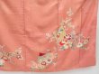 Photo7: 4224T09z570 Vintage Japanese Kimono Silk TSUKESAGE Chrysanthemum Coral pink (7)