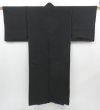 Photo1: 4225T01z800 Vintage Japanese Kimono Silk Men's  Plain Black (1)