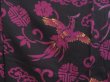 Photo6: 4225T02z650 Antique Japanese Kimono Silk KOMON Phoenix Black (6)