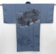 Photo1: 4225T05z350  Japanese Kimono Synthetic Men's JUBAN Temple Blue-Gray (1)