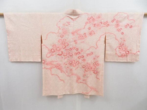 Photo1: 4225T08z500  Japanese Kimono Silk SHIBORI HAORI Chrysanthemum Pink (1)