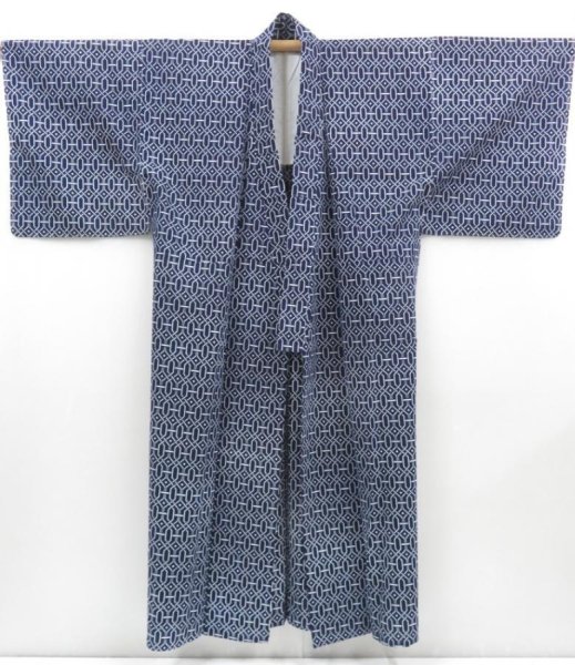 Photo1: 4226T02z560 Vintage Japanese Kimono Cotton Men's  YUKATA Dark navy (1)