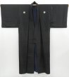 Photo1: 4226T12z640 Vintage Japanese Kimono Silk Men's  Plain Black (1)