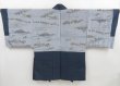 Photo1: 4227T07z600 Vintage Japanese Kimono Silk Men's HAORI Daimyogyoretsu Blue-Gray (1)