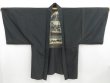 Photo3: 4227T08z520 Vintage Japanese Kimono Silk Men's HAORI Mt.Fuji Dark green-gray (3)