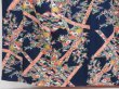 Photo4: 4228T01z910  Japanese Kimono Silk KOMON Chrysanthemum Dark navy (4)