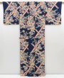 Photo8: 4228T01z910  Japanese Kimono Silk KOMON Chrysanthemum Dark navy (8)