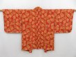 Photo1: 4301T03z560 Vintage Japanese Kimono Silk HAORI Mallet Orange-Red (1)