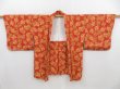 Photo4: 4301T03z560 Vintage Japanese Kimono Silk HAORI Mallet Orange-Red (4)