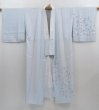 Photo8: 4303T03z530  Japanese Kimono Silk Rinzu JUBAN Flower Light blue gray (8)