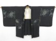 Photo5: 4304T07z560 Vintage Japanese Kimono Silk HAORI Flowers Black (5)