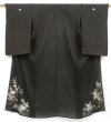 Photo1: 4306T03z370 Vintage Japanese Kimono Silk RO TOMESODE Flowers Black (1)