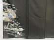 Photo6: 4306T04z330 Vintage Japanese Kimono Silk RO TOMESODE Folding fan Black (6)