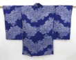 Photo2: 4306T07z400 Vintage Japanese Kimono Silk MEISEN HAORI Peony Dark lavender blue (2)