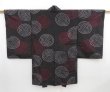 Photo1: 4306T11z440 Vintage Japanese Kimono Silk MEISEN HAORI Ripple Black (1)