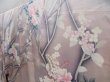 Photo2: 4309T02z1230 Vintage Japanese Kimono Silk FURISODE Flowers Ash pink (2)