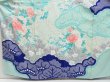 Photo3: 4309T06z1060 Vintage Japanese Kimono Silk FURISODE Peony Dull cyan (3)