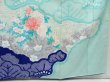 Photo5: 4309T06z1060 Vintage Japanese Kimono Silk FURISODE Peony Dull cyan (5)