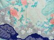 Photo6: 4309T06z1060 Vintage Japanese Kimono Silk FURISODE Peony Dull cyan (6)