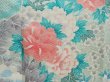 Photo7: 4309T06z1060 Vintage Japanese Kimono Silk FURISODE Peony Dull cyan (7)