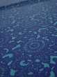 Photo4: 2Z01z50  Japanese Kimono Silk  FABRIC Chrysanthemum Indigo 36.2x14.4 (4)