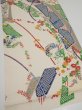 Photo2: 2Z01z70  Japanese Kimono Silk  FABRIC Flowers, Noshi Off-white 46.5x14.6 (2)